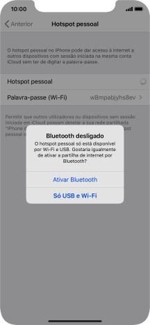 Se o Wi-Fi estiver ativado, prima Só USB e Wi-Fi .