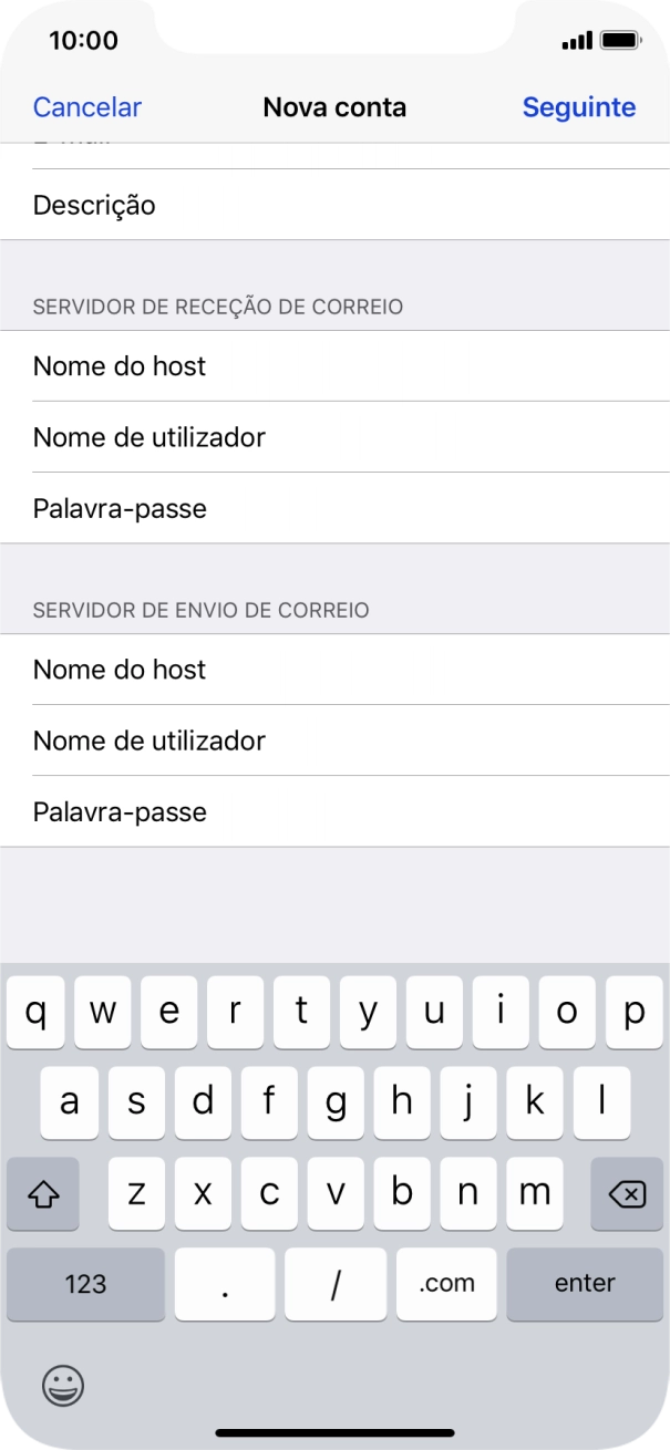 Prima Nome de utilizador e introduza o nome de utilizador da sua conta de e-mail na Vodafone.