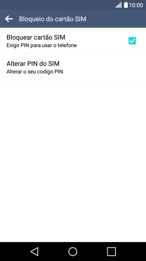Prima Bloquear cartão SIM para ativar ou desativar a função.