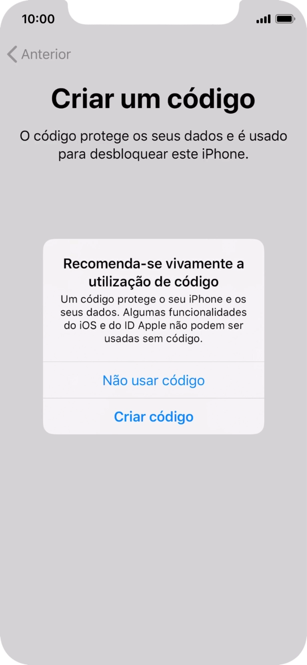 Se desativar a função, prima Não usar código.