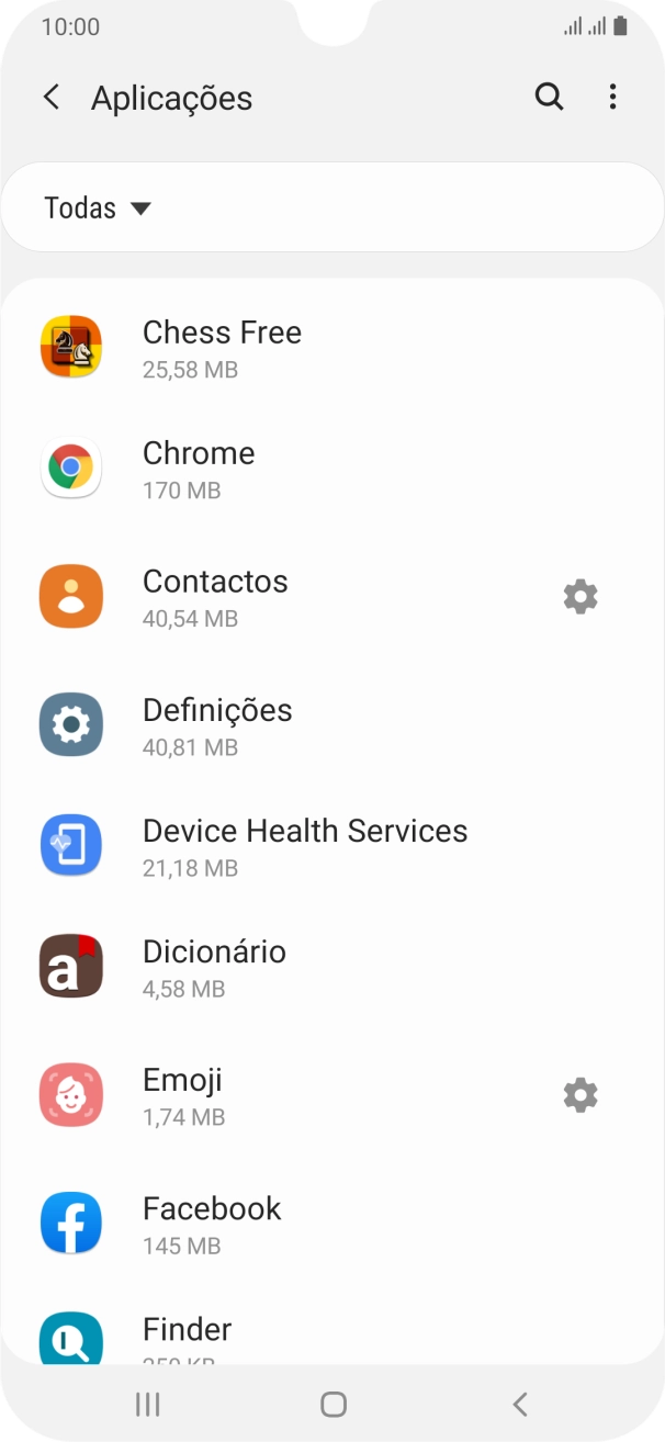Prima a app pretendida.