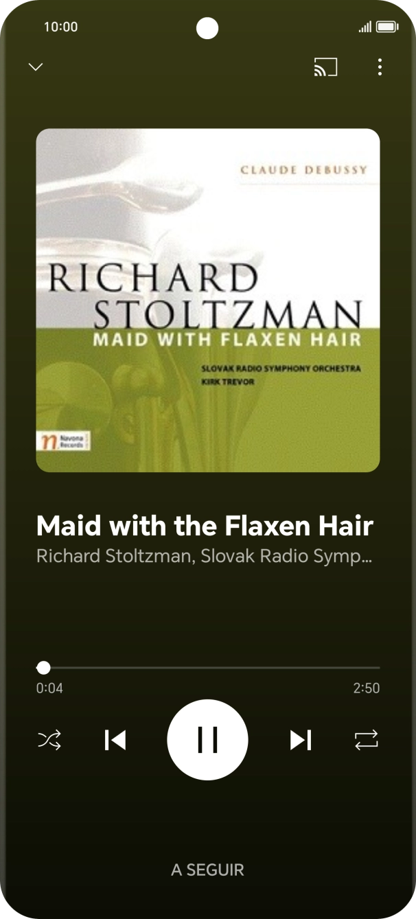 Prima a seta para a direita para ir para o ficheiro de música seguinte.