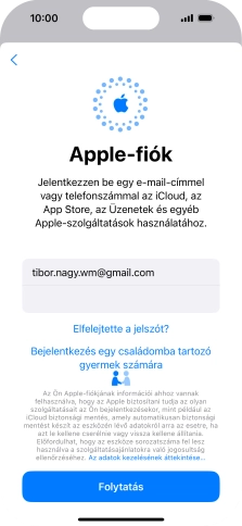 Válaszd a Folytatás lehetőséget.