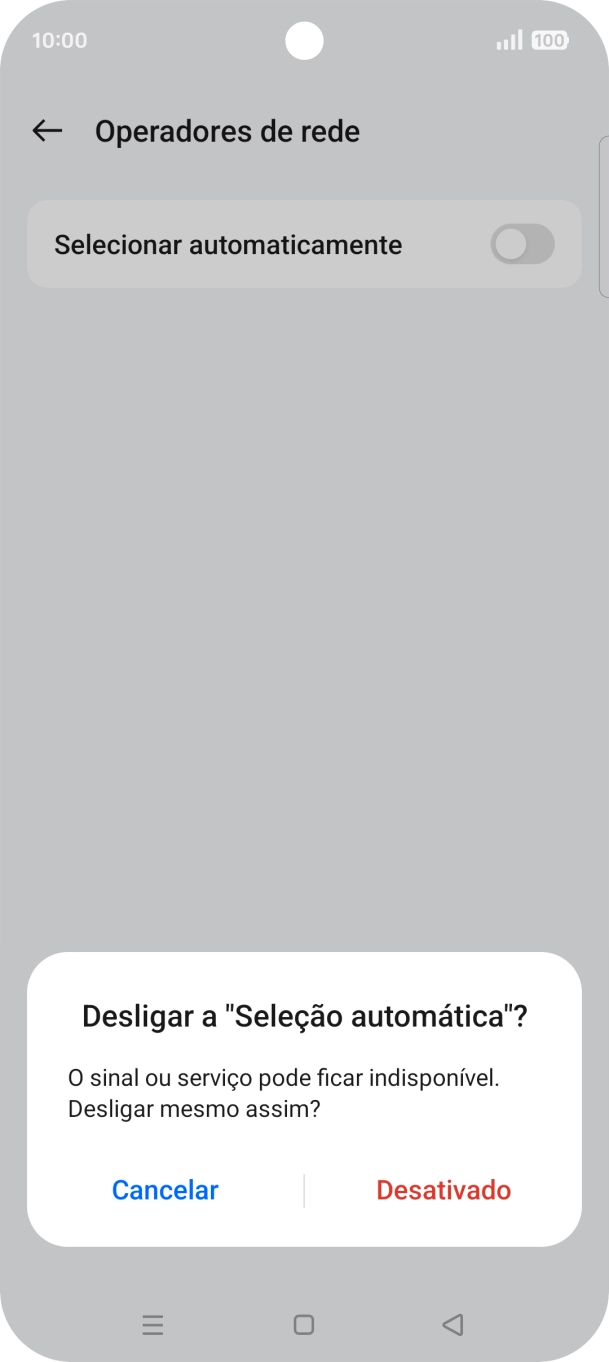 Prima Desativado para desativar a função e aguarde enquanto o telefone procura as redes.