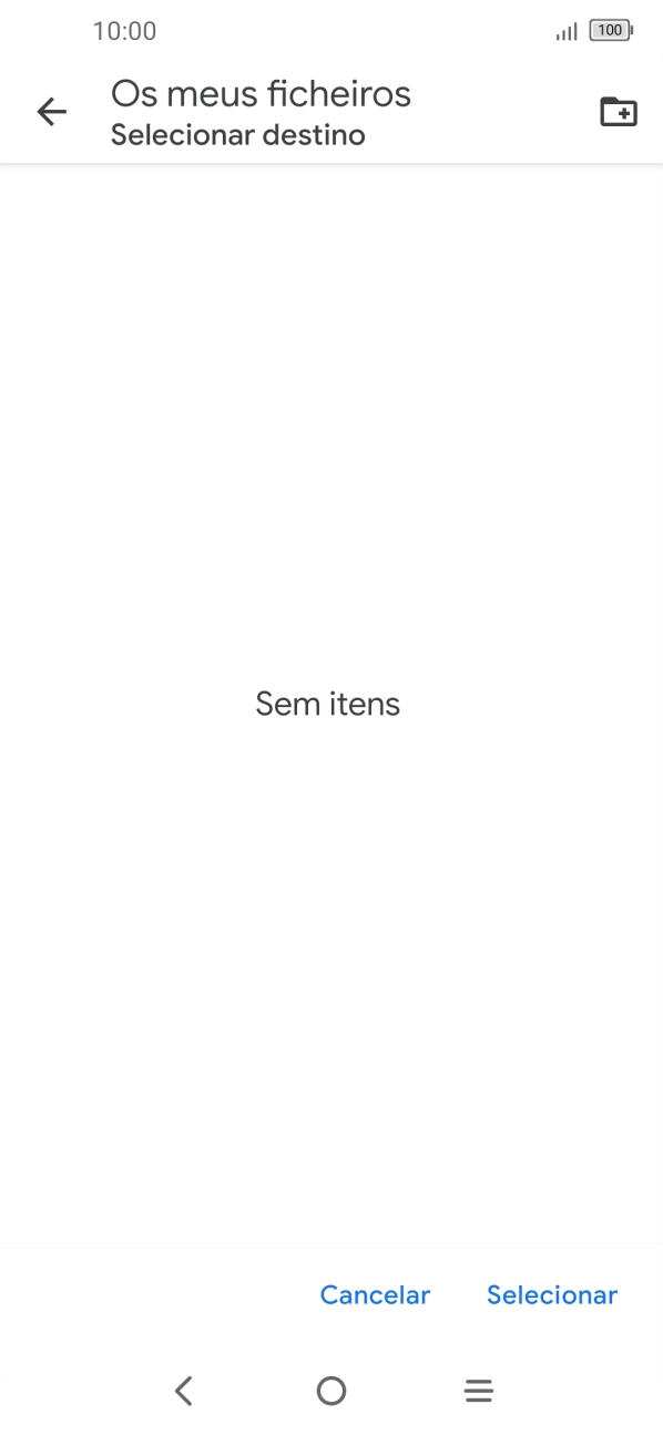 Se quiser criar uma nova pasta, prima o ícone de nova pasta e siga as indicações no ecrã para criar uma nova pasta.