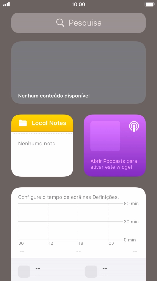 Deslize o dedo para cima no ecrã.