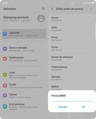 Introduza 80 e prima OK.
