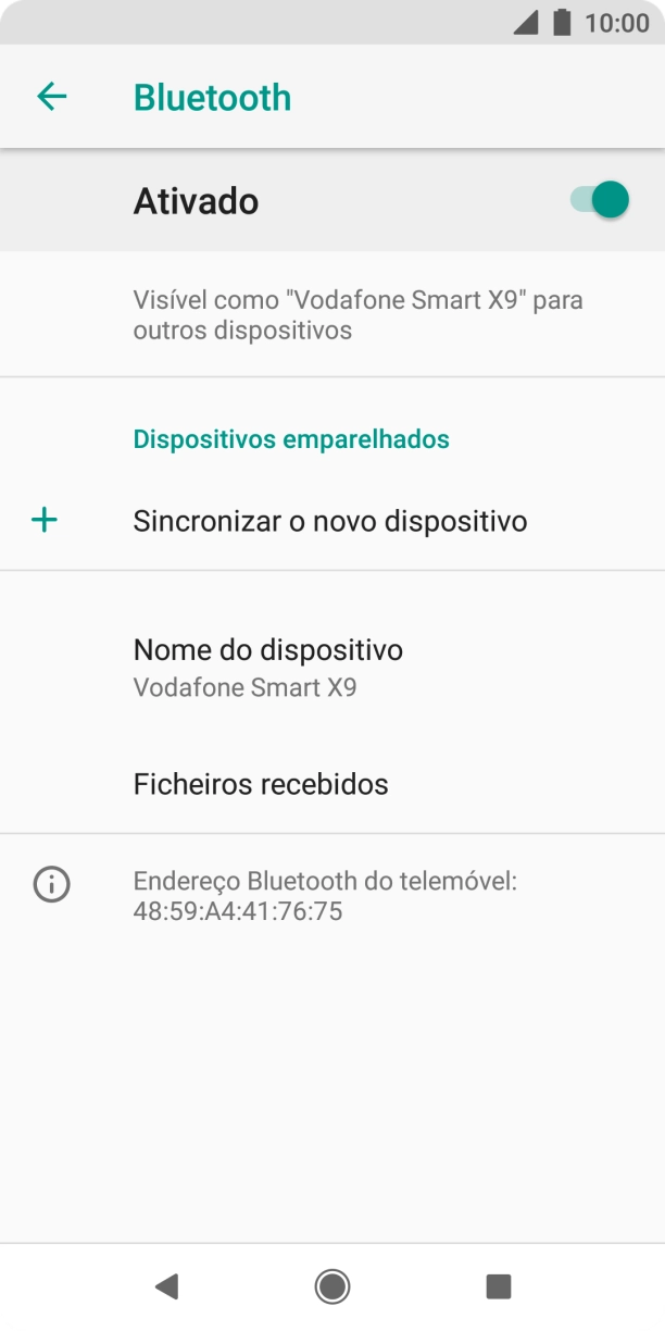 Prima Sincronizar o novo dispositivo.
