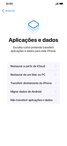 É possível transferir conteúdo de um telefone Android quando o telefone for ativado antes da primeira utilização e quando o telefone tiver sido reiniciado. Quando esta imagem for mostrada no ecrã, o telefone está pronto para transferir conteúdo de um telefone Android.