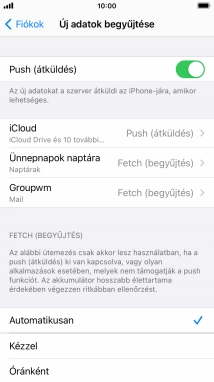 Kattints a „Push (átküldés)” melletti csúszkára a funkció be- vagy kikapcsolásához.