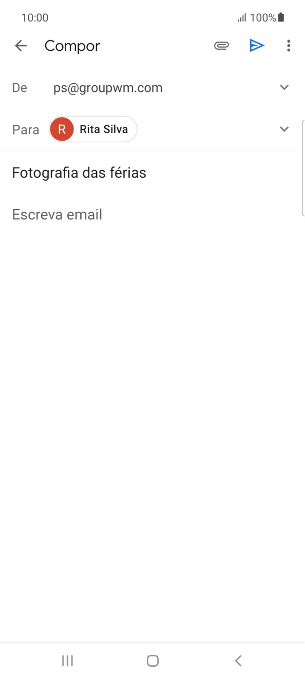 Prima o campo de escrita e escreva o texto do e-mail.