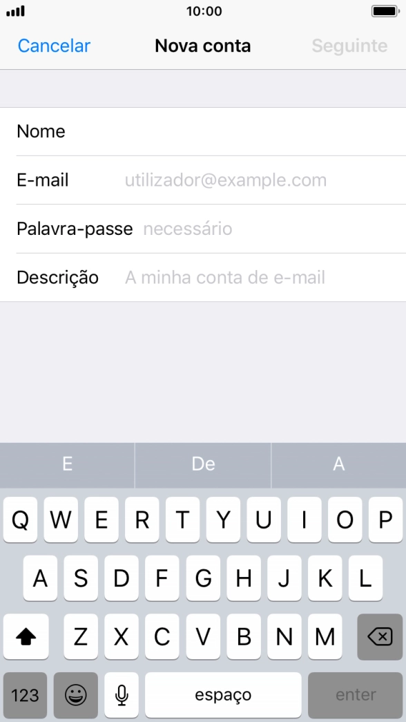 Prima E-mail e introduza o seu endereço de e-mail.