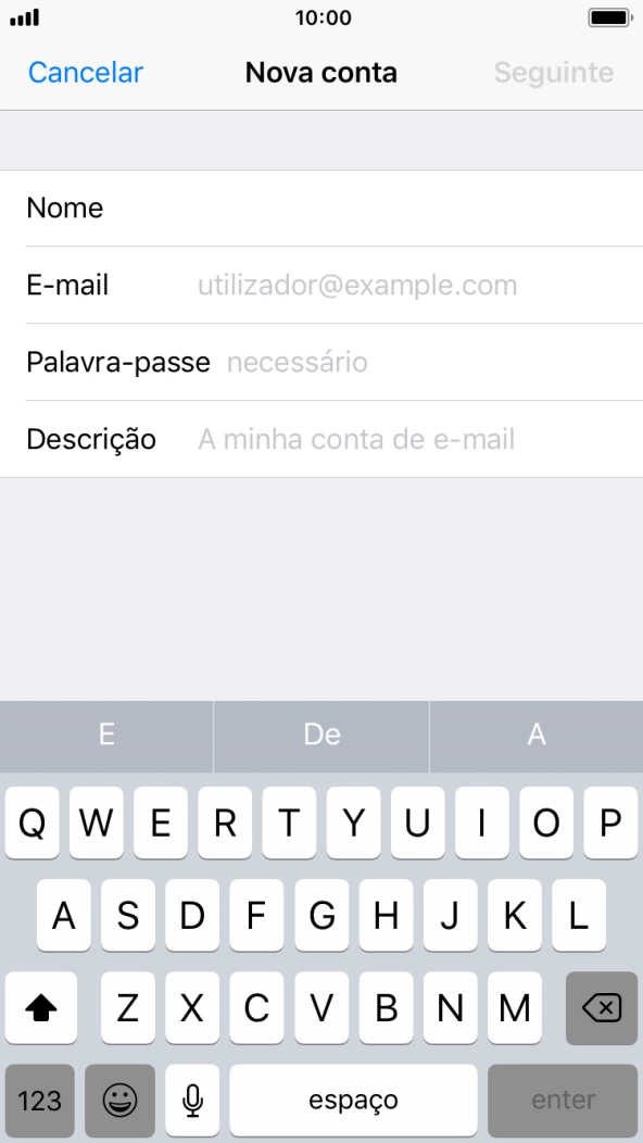 Prima E-mail e introduza o seu endereço de e-mail.