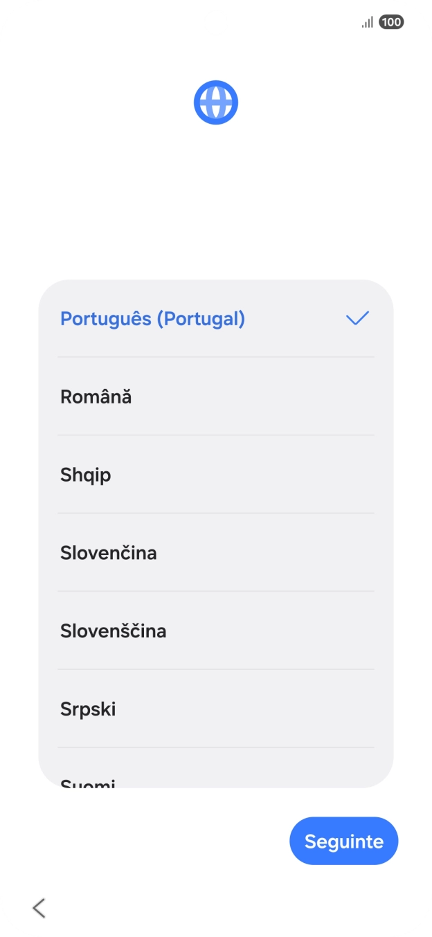 Prima o idioma pretendido.