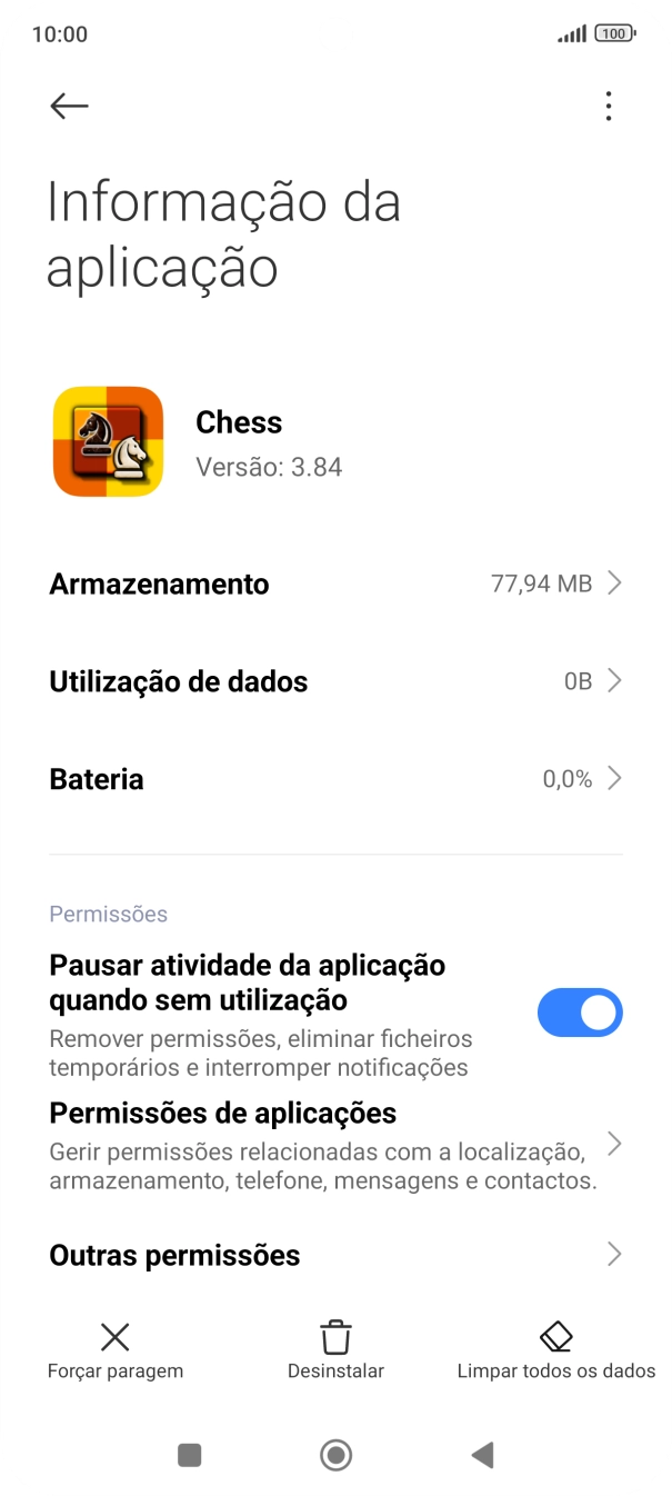 Prima a tecla de início para terminar e voltar ao ecrã inicial.