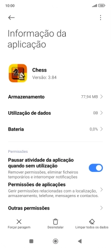 Prima a tecla de início para terminar e voltar ao ecrã inicial.