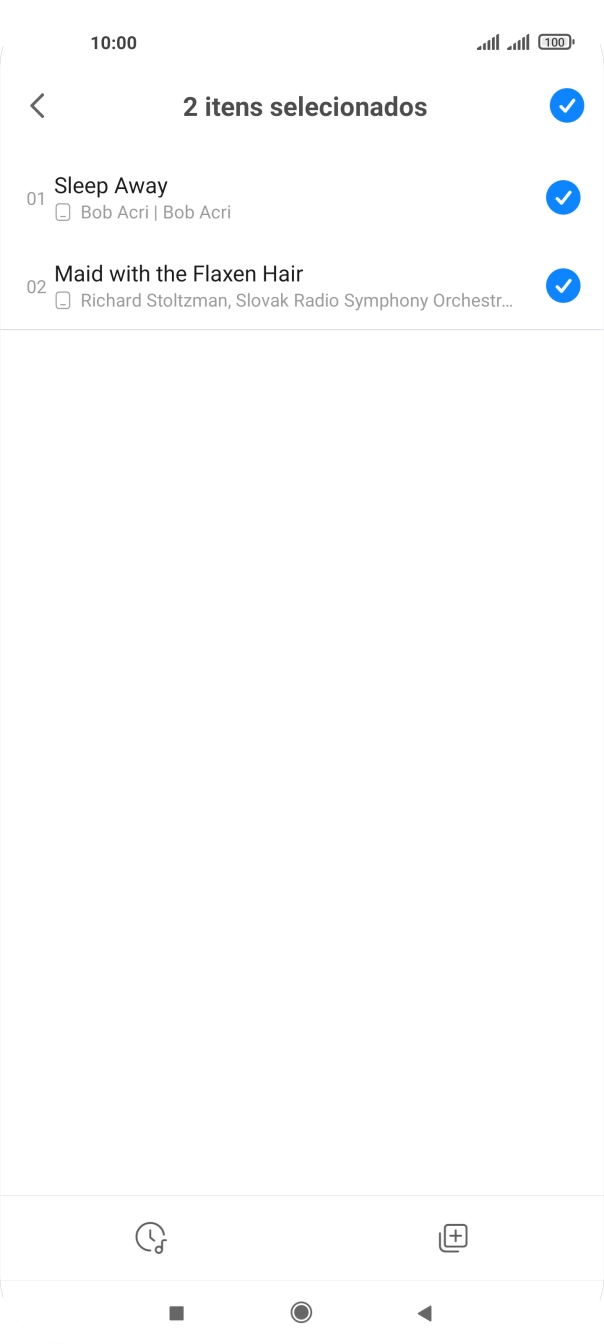 Prima os ficheiros de música pretendidos para os escolher.