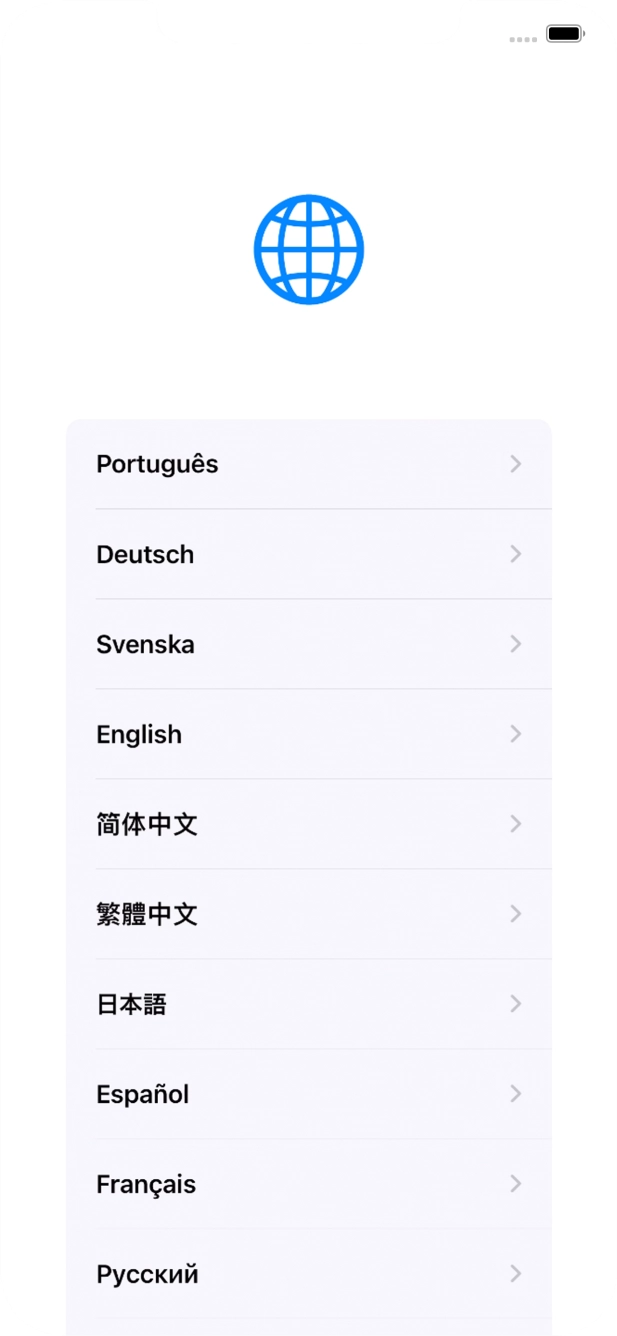 Prima o idioma pretendido.