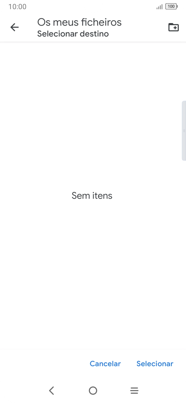 Se quiser criar uma nova pasta, prima o ícone de nova pasta e siga as indicações no ecrã para criar uma nova pasta.