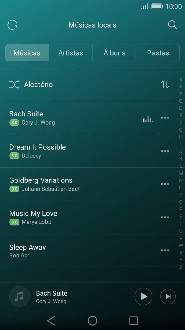 Prima o ficheiro de música pretendido.