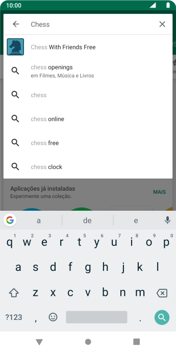 Introduza o nome ou categoria da app pretendida e prima o ícone para pesquisar.