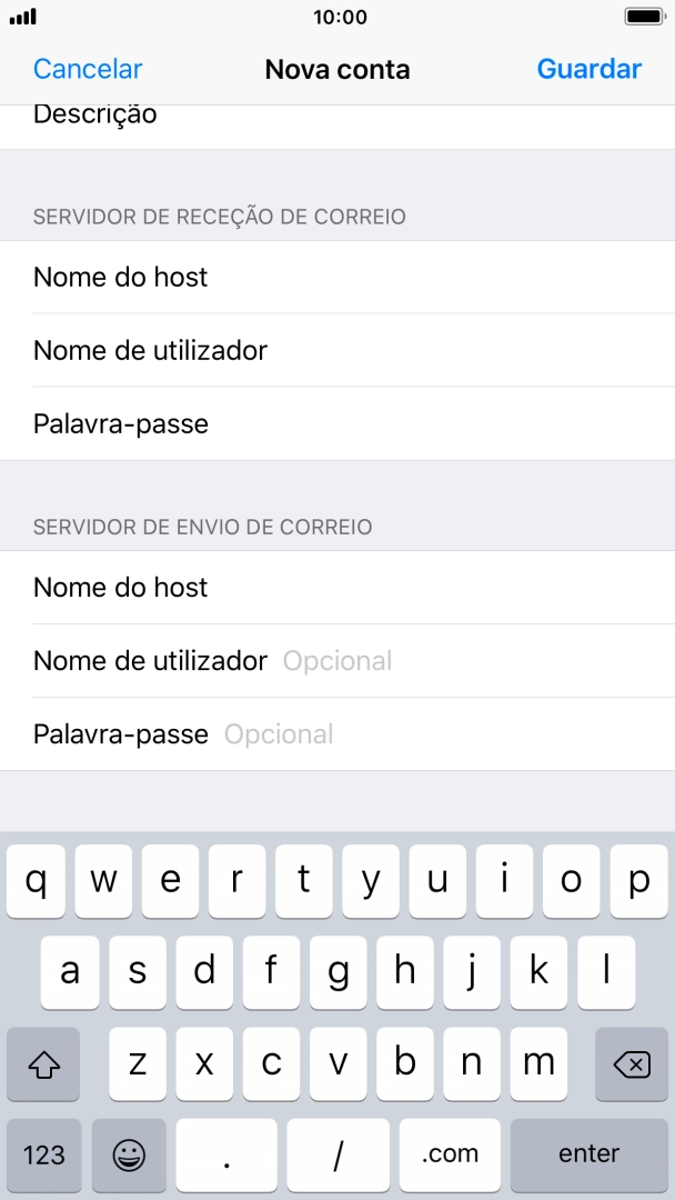 Prima Nome de utilizador e introduza o nome de utilizador no servidor de envio do seu fornecedor de e-mail.