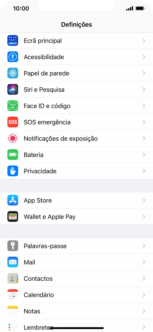 Prima Face ID e código.