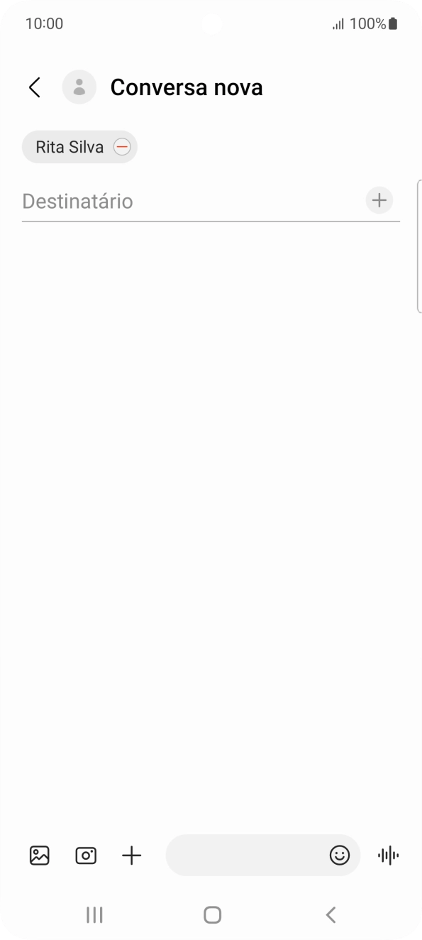 Prima o campo de escrita e escreva o texto da sua mensagem multimédia.