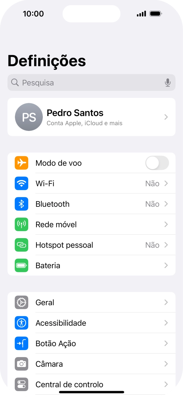 Prima o seu ID Apple.