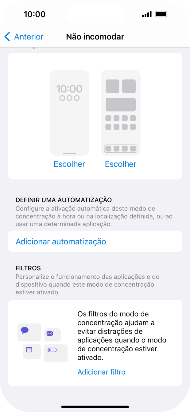 Prima Adicionar automatização e siga as indicações no ecrã para escolher as definições para ativação automática da função 