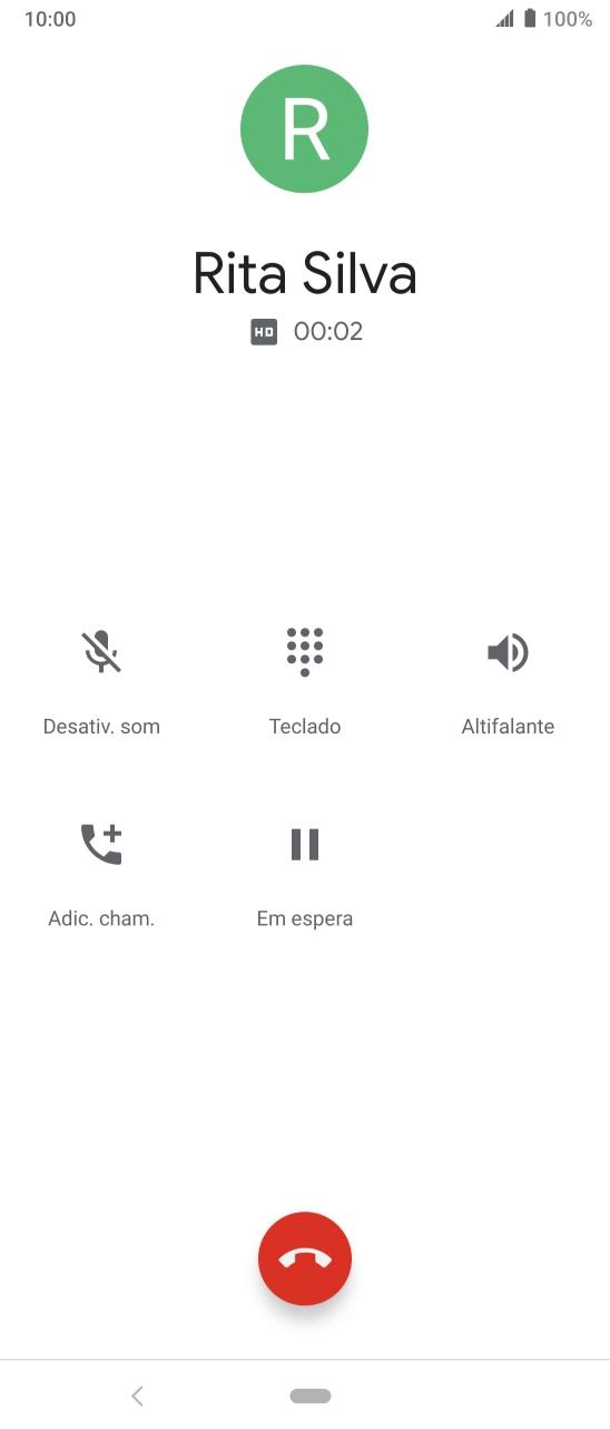 Prima o ícone para terminar a chamada.