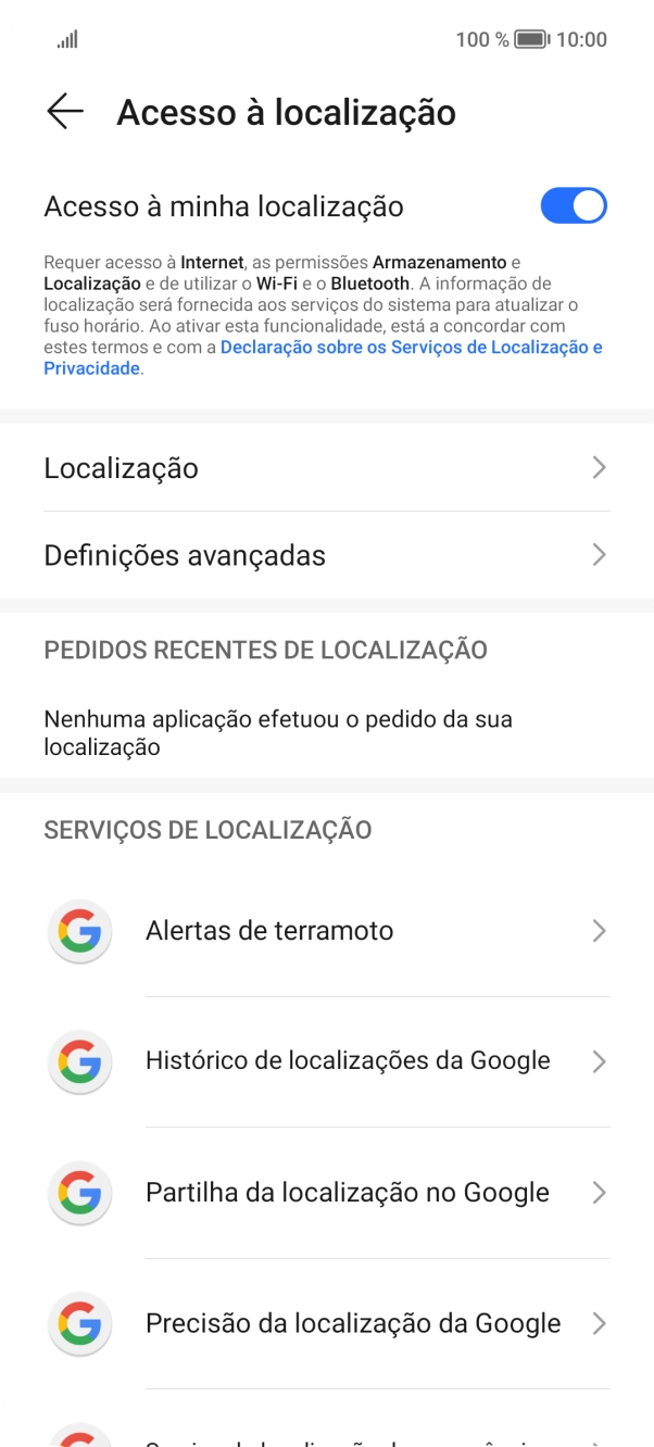 Prima Precisão da localização da Google.