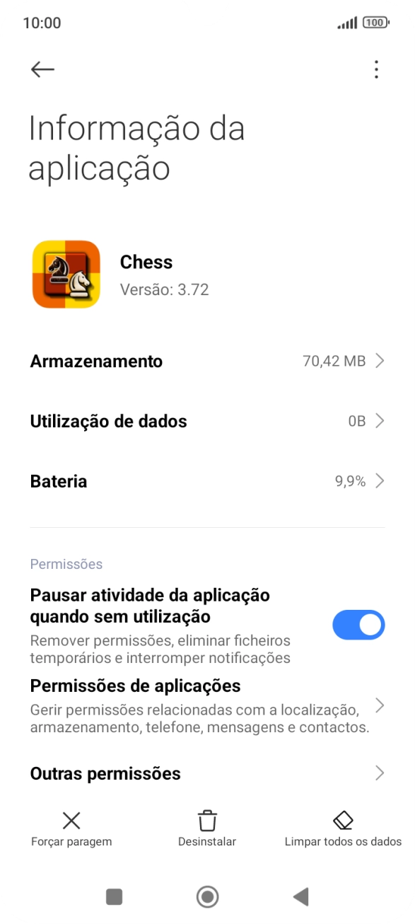 Prima a tecla de início para terminar e voltar ao ecrã inicial.