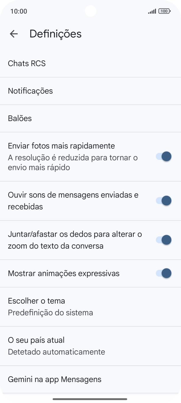 Prima Gemini na app Mensagens.