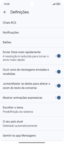 Prima Gemini na app Mensagens.