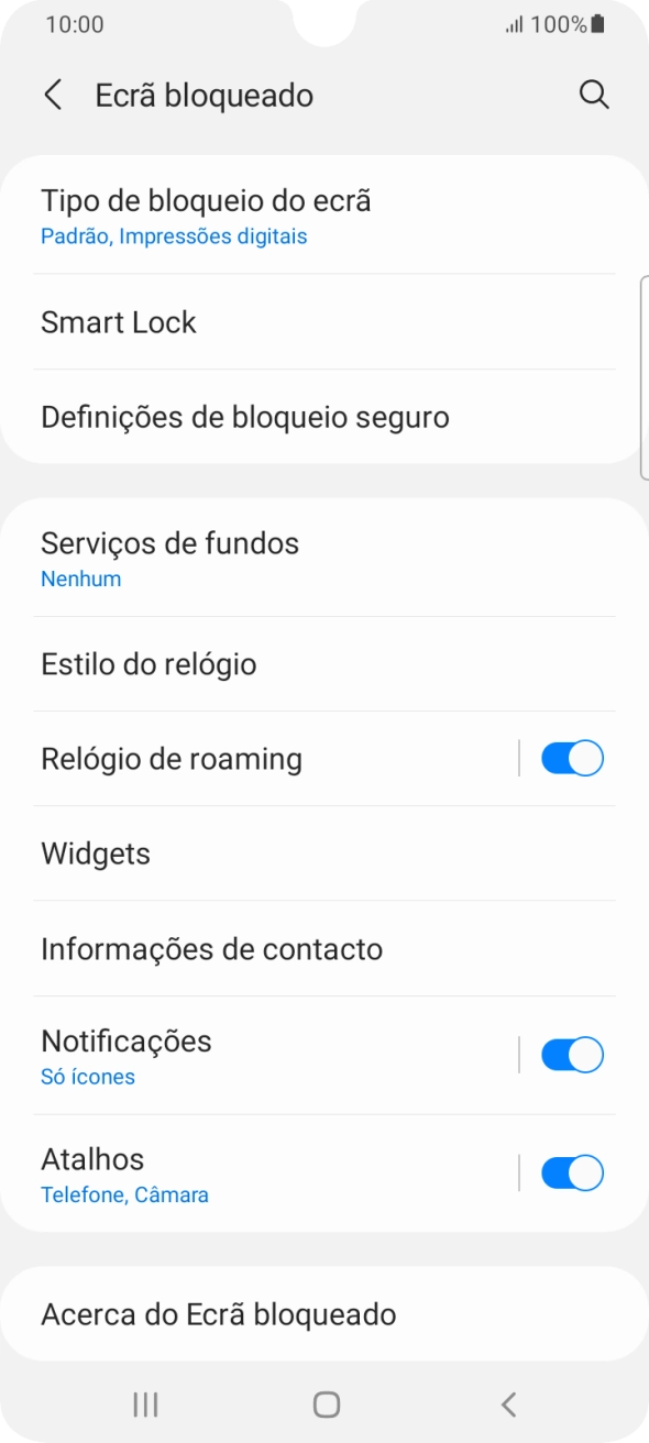 Prima Tipo de bloqueio do ecrã e introduza o código adicional de bloqueio do telefone que criou anteriormente.