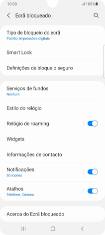 Prima Tipo de bloqueio do ecrã e introduza o código adicional de bloqueio do telefone que criou anteriormente.