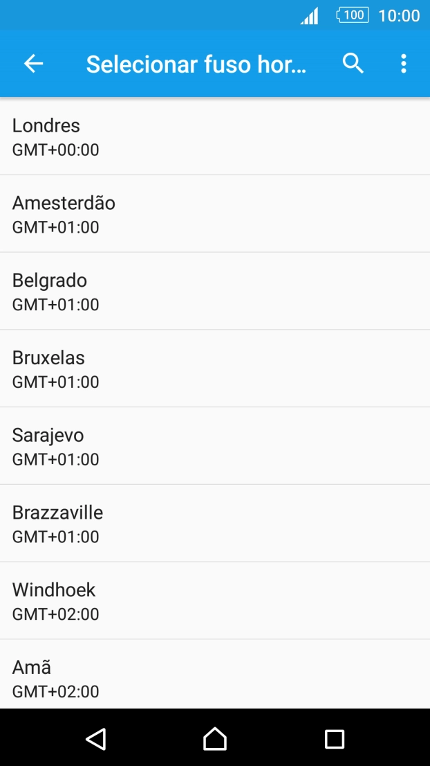 Prima o fuso horário pretendido.