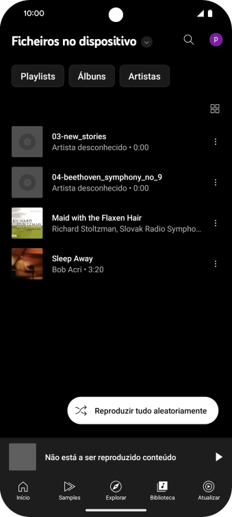Prima o ficheiro de música pretendido.