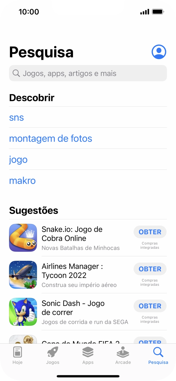 Prima o campo de pesquisa e introduza o nome ou categoria da app pretendida.