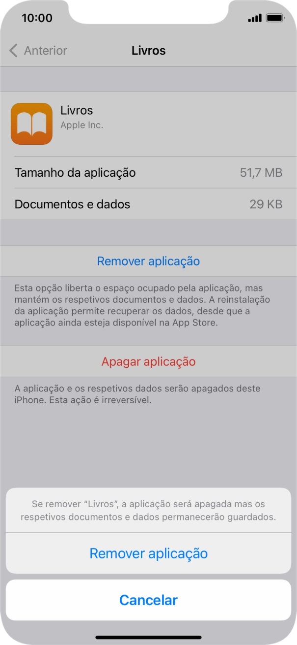 Prima Remover aplicação.