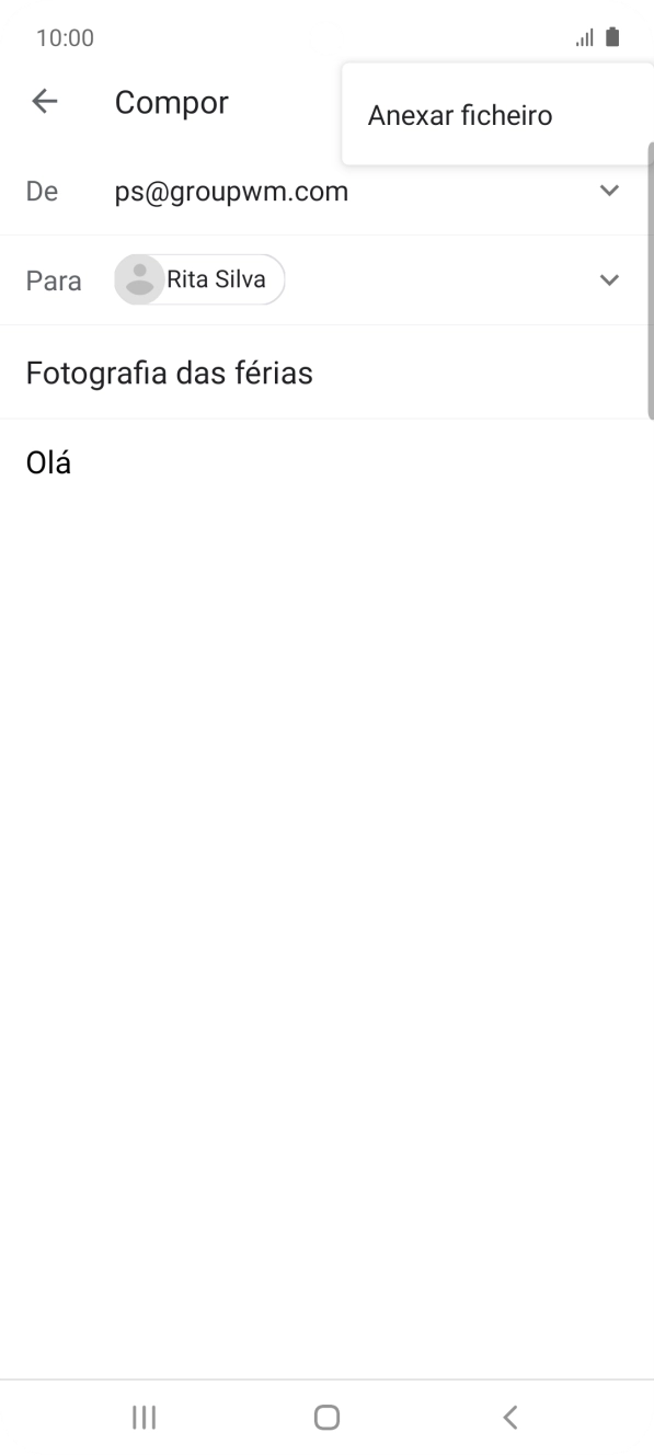 Prima Anexar ficheiro e vá até à pasta pretendida.