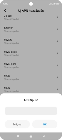 Írd be azt, hogy mms, és válaszd az OK lehetőséget.