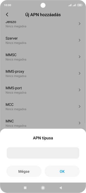 Írd be azt, hogy mms, és válaszd az OK lehetőséget.