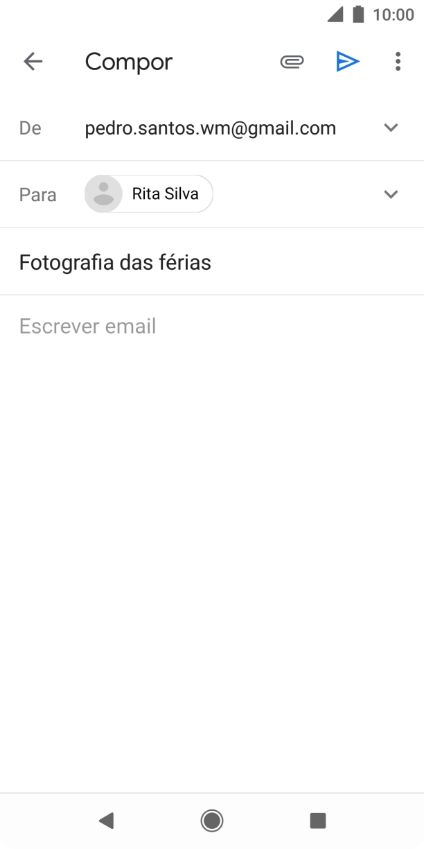 Prima o campo de escrita e escreva o texto do e-mail.