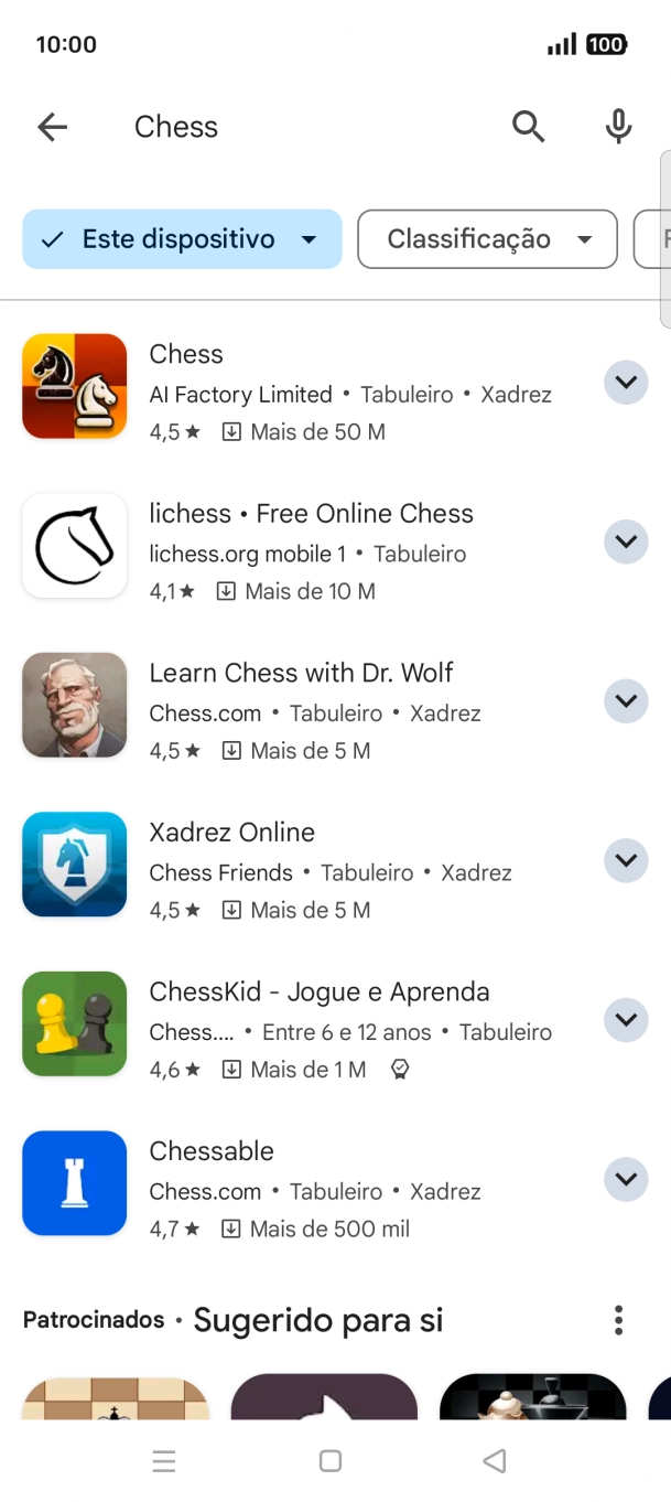 Prima a app pretendida.