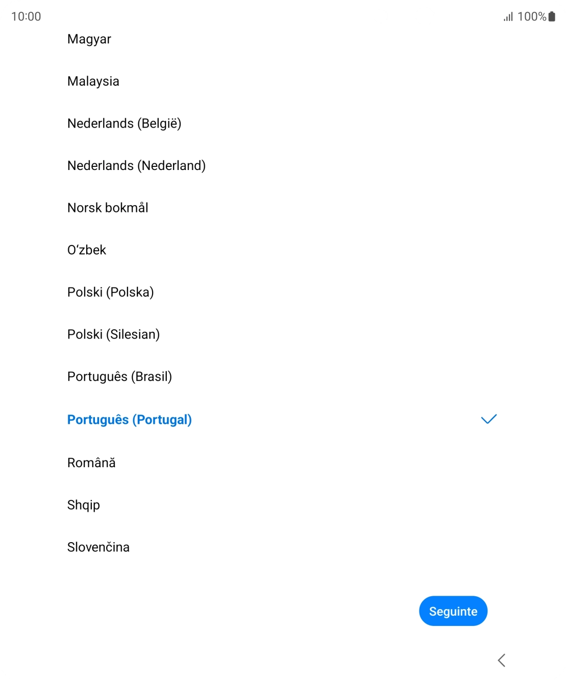 Prima o idioma pretendido.