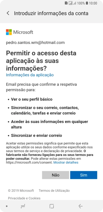 Se o ecrã mostrar esta imagem, a sua conta foi identificada e configurada automaticamente. Siga as indicações no ecrã para introduzir informações adicionais e concluir a configuração.