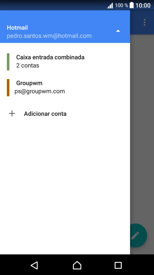 Prima a conta de e-mail pretendida.