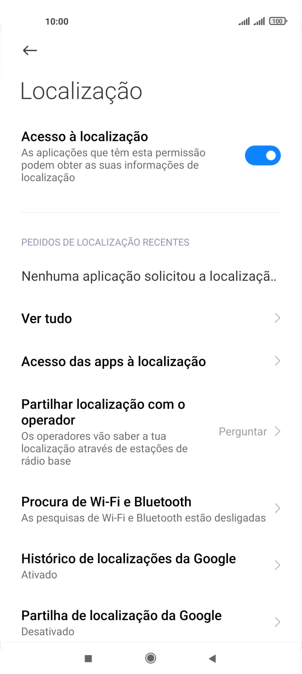 Prima Acesso das apps à localização.